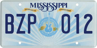 MS license plate BZP012