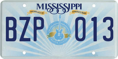 MS license plate BZP013