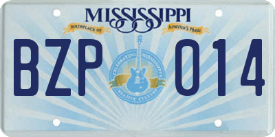 MS license plate BZP014