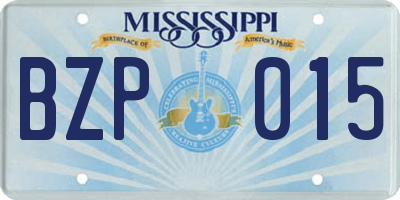 MS license plate BZP015