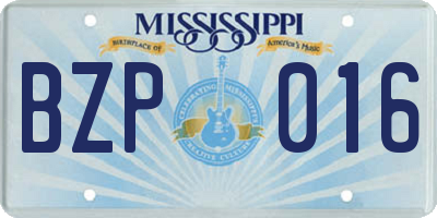 MS license plate BZP016