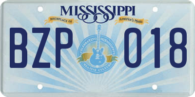 MS license plate BZP018