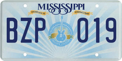 MS license plate BZP019