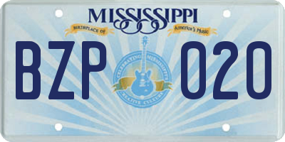 MS license plate BZP020