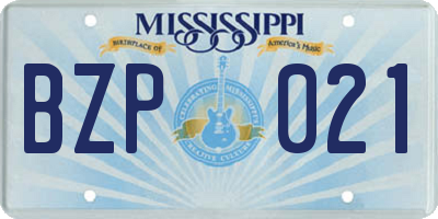 MS license plate BZP021