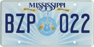 MS license plate BZP022