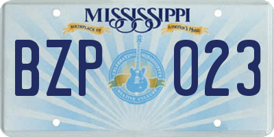 MS license plate BZP023