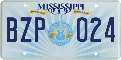 MS license plate BZP024