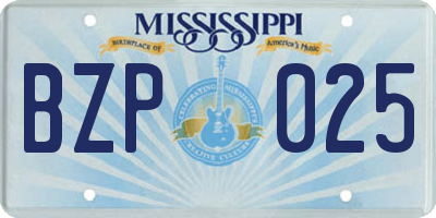 MS license plate BZP025