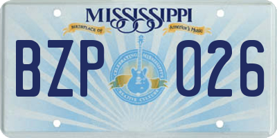 MS license plate BZP026