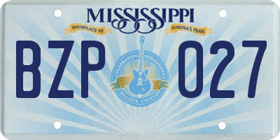 MS license plate BZP027