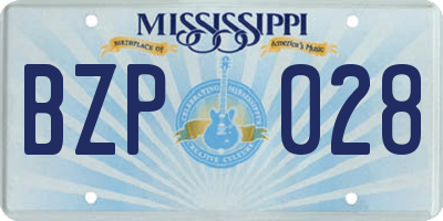 MS license plate BZP028