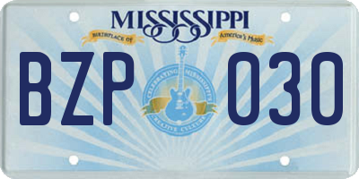 MS license plate BZP030
