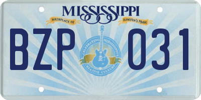 MS license plate BZP031