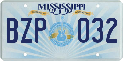 MS license plate BZP032