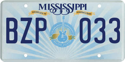 MS license plate BZP033