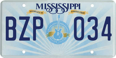 MS license plate BZP034