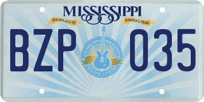 MS license plate BZP035