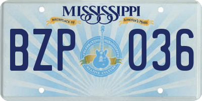 MS license plate BZP036