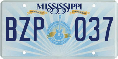 MS license plate BZP037
