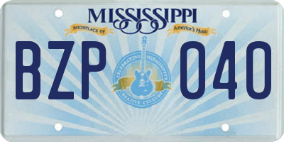 MS license plate BZP040