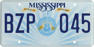 MS license plate BZP045