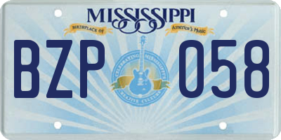 MS license plate BZP058