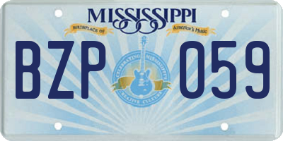 MS license plate BZP059