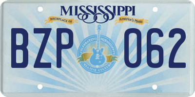 MS license plate BZP062