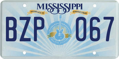 MS license plate BZP067