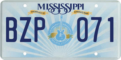 MS license plate BZP071