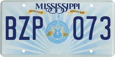 MS license plate BZP073