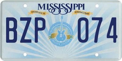 MS license plate BZP074
