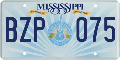 MS license plate BZP075