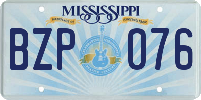 MS license plate BZP076