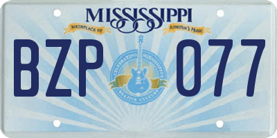 MS license plate BZP077