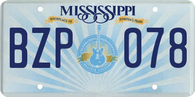 MS license plate BZP078