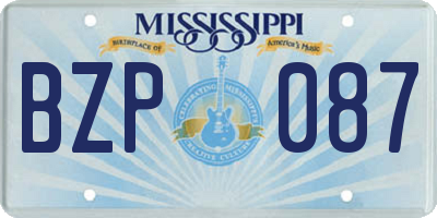MS license plate BZP087