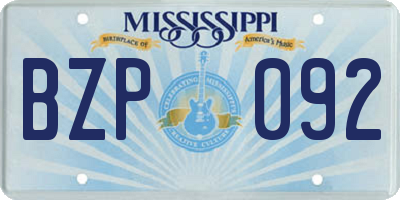 MS license plate BZP092