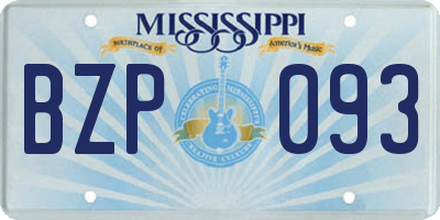 MS license plate BZP093