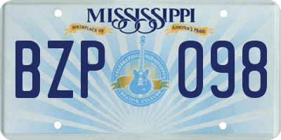 MS license plate BZP098