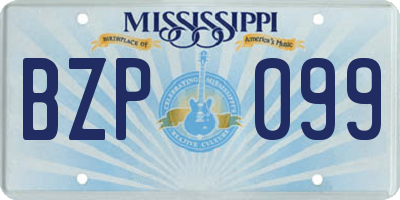 MS license plate BZP099