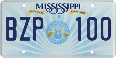 MS license plate BZP100
