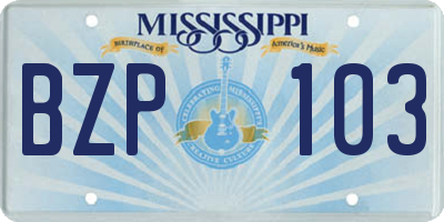 MS license plate BZP103