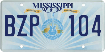 MS license plate BZP104