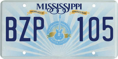 MS license plate BZP105