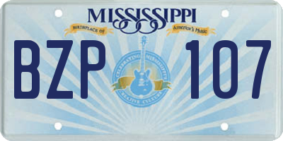 MS license plate BZP107