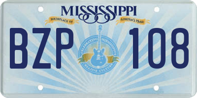 MS license plate BZP108