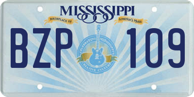 MS license plate BZP109
