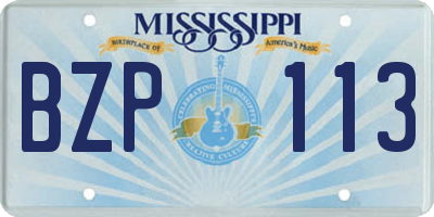 MS license plate BZP113